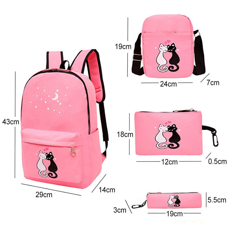 4-Piece School Bag Set/ backpack Children School Bags For Girls Boys Canvas School Bag Fashion Kids