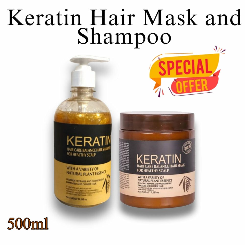 pack off 2 deal Hair Keratin Mask &amp; Shampoo Deal,  500ml