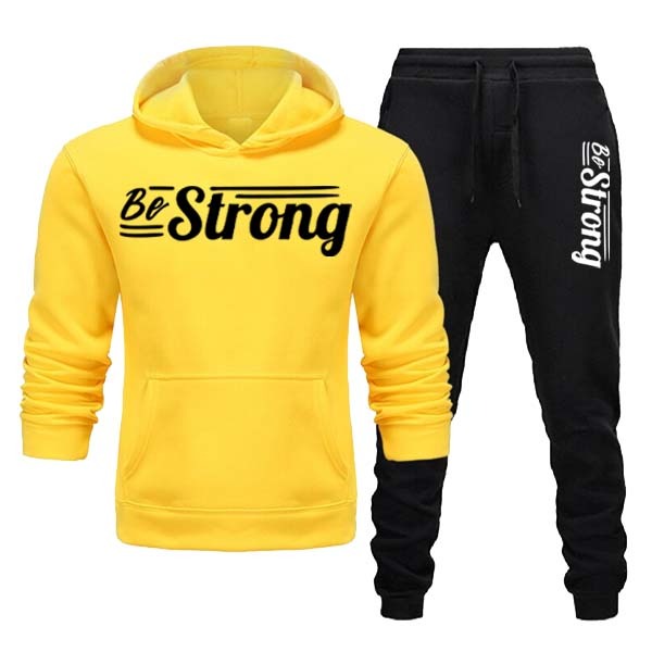 Be Strong Style Printed Winter Hoodie Trouser  Tracksuits For Mens