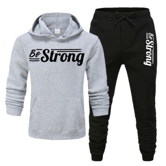 Be Strong Style Printed Winter Hoodie Trouser  Tracksuits For Mens