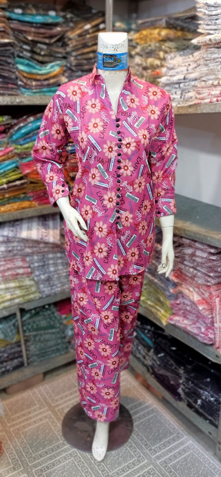 2 Pcs Women's Stitched Printed Shirt And Trouser