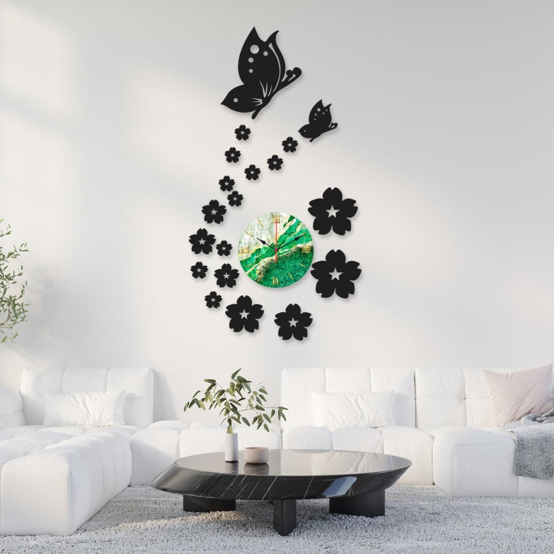 FWB dial clock Wooden Wall Clock Stylish Design with Butterflie for Home Décor 