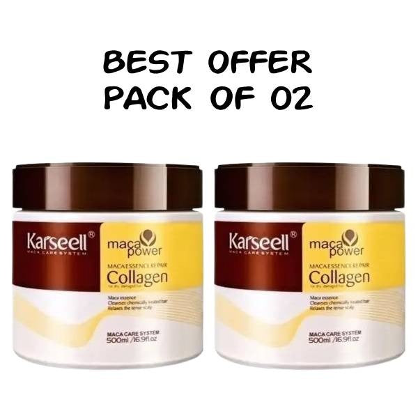 Pack Of 02 | Sealed Packed | Karseell Hair Mask Collagen Treatment Cream – Argan Oil &amp; Maca Essence, 16.9 OZ 500ml