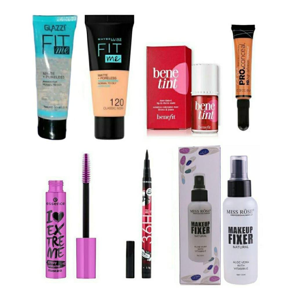 7 in 1 Makeup Deal Includes - Setting Spray, BB Cream, Primer, Lip Tint, Concealer, Mascara and Eyeliner