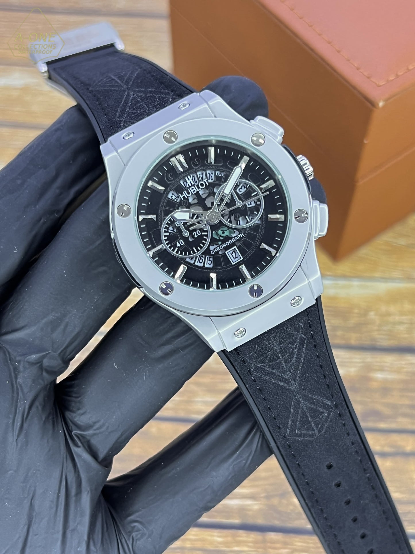 AA1Hublot Stylish Watch - Black &amp; Silver (Without Box)