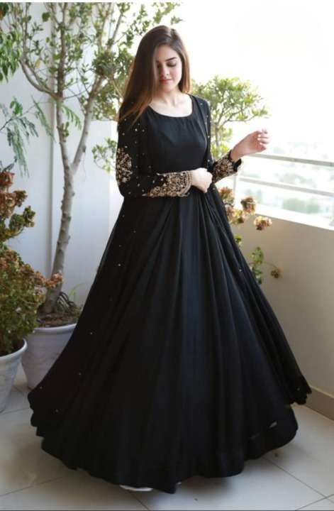 3 Piece Heavy Embroidered With Front And Back Pearls Attached Gown With Maxi Trouser