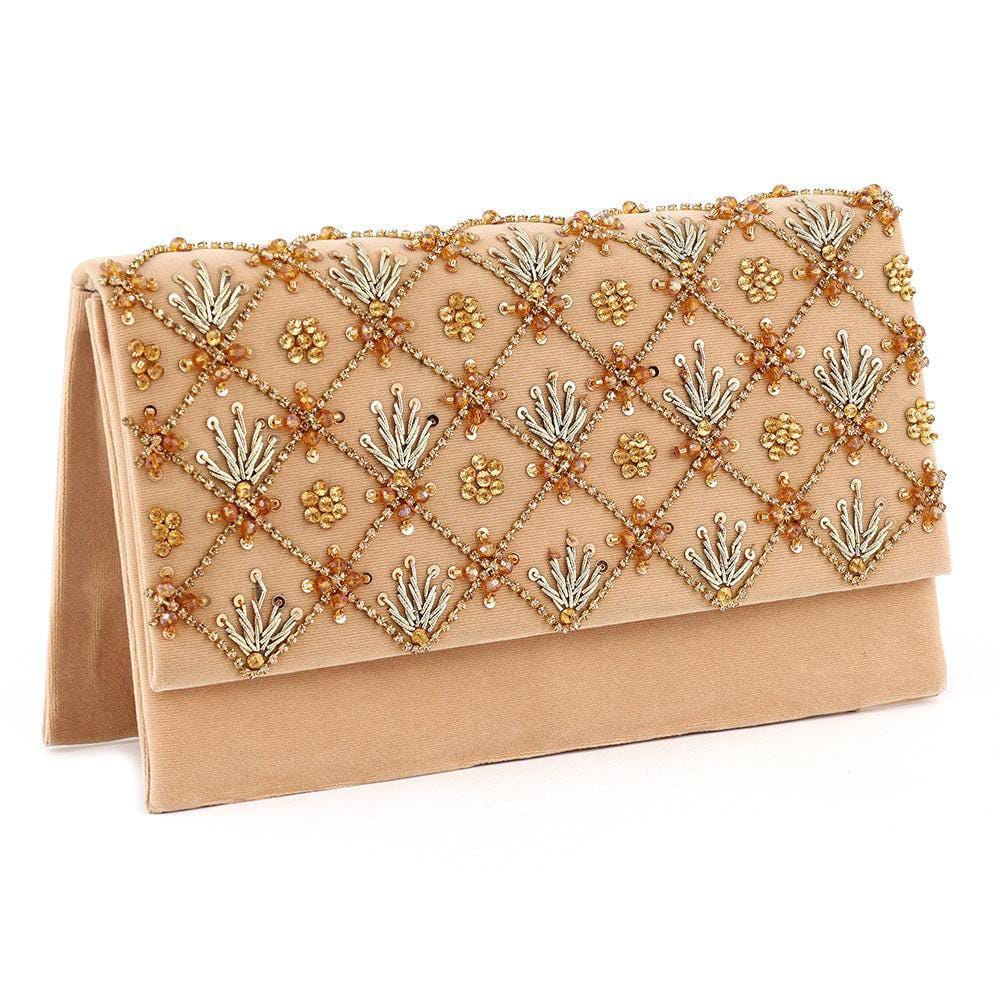 Women's Velvet Embroidered Fancy Hand Clutch for women's