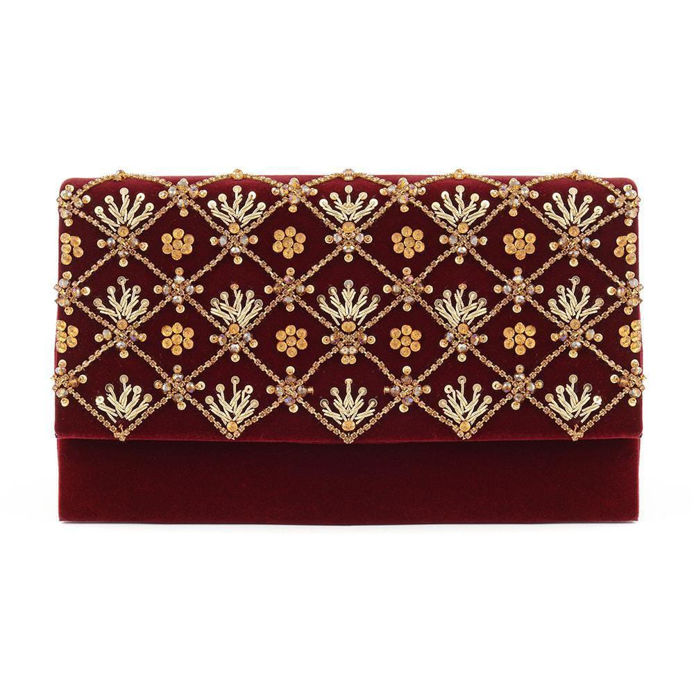 Women's Velvet Embroidered Fancy Hand Clutch for women's