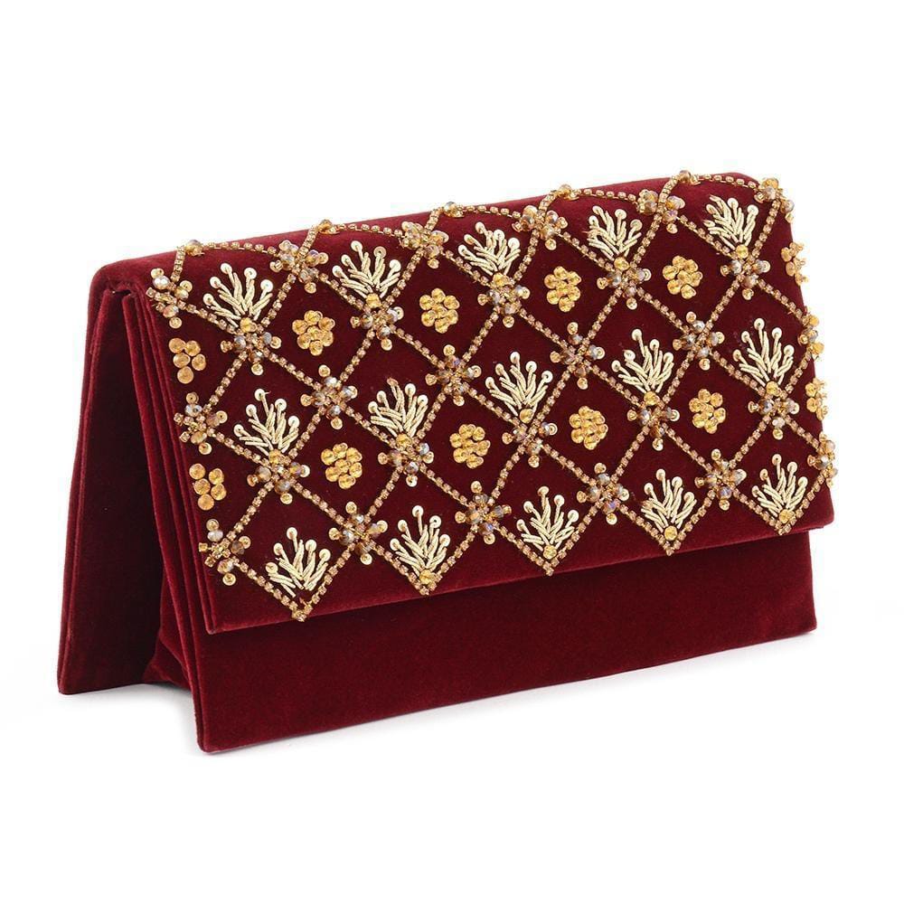 Women's Velvet Embroidered Fancy Hand Clutch for women's