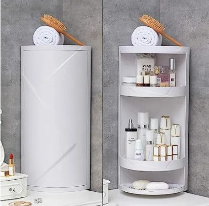 360° Rotatable Corner Bathroom Storage Organizer Dustproof Cosmetic Cabinet(random color)