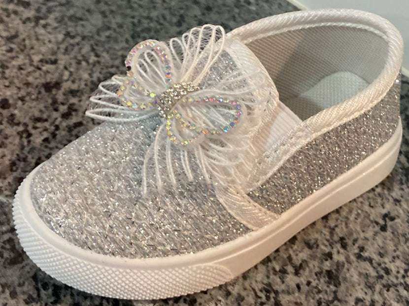 ( Grey ) Butterfly Loafers Style Baby Shoes | Fancy Baby Shoes | Shoes For Kids | Best Quality Fancy Shoes For Babies | Butterfly Loafer Design Shoes