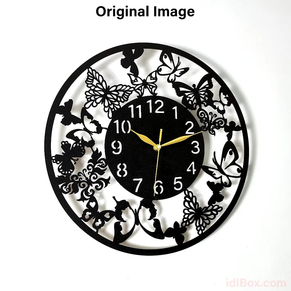 Butterfly  3D Wooden wall clock for Living Room  Decor Wall Clock