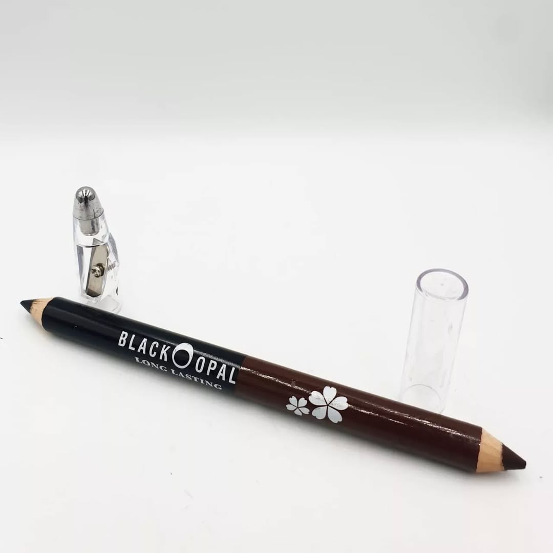 2 in 1  BLK/OPL Eye Pencil With Sharpener, Makeup Smooth Cosmetic Beauty Eyebrow Tool