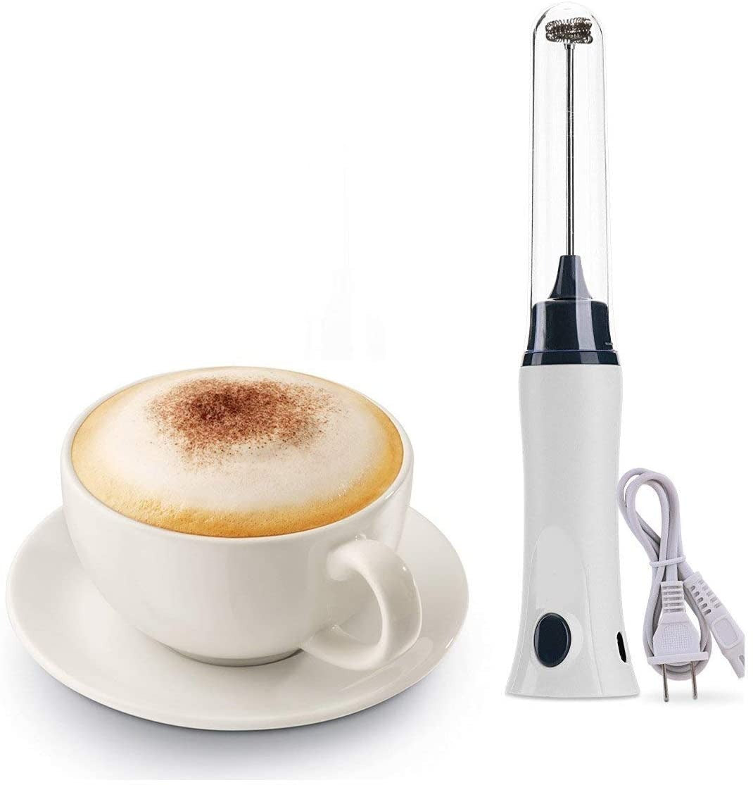 White Electric Rechargeable Coffee Beater - Versatile Milk, Mixing Machine ,Juice, Coffee, and Egg Foamer, Ideal for Kitchen Accessories. Portable and Lightweight, Perfect for Cappuccino, Latte, Baking, and Smoothies.