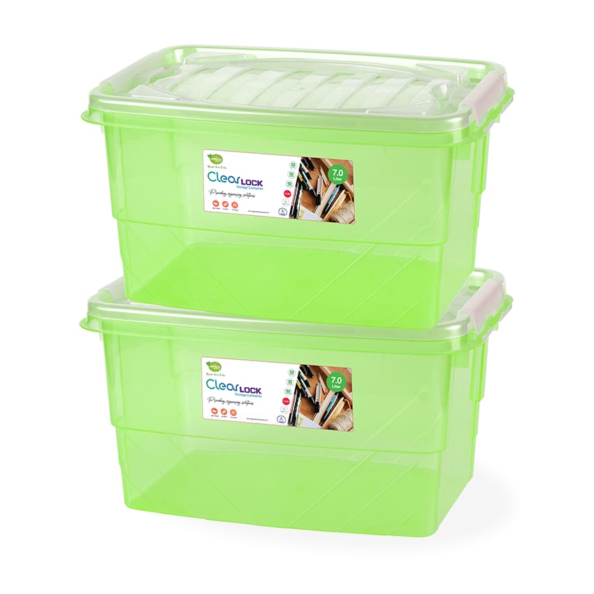 CLEAR LOCK STORAGE BOX MEDIUM - (7LTR) TRANSPARENT | Best Quality Storage Box ( Random Color )