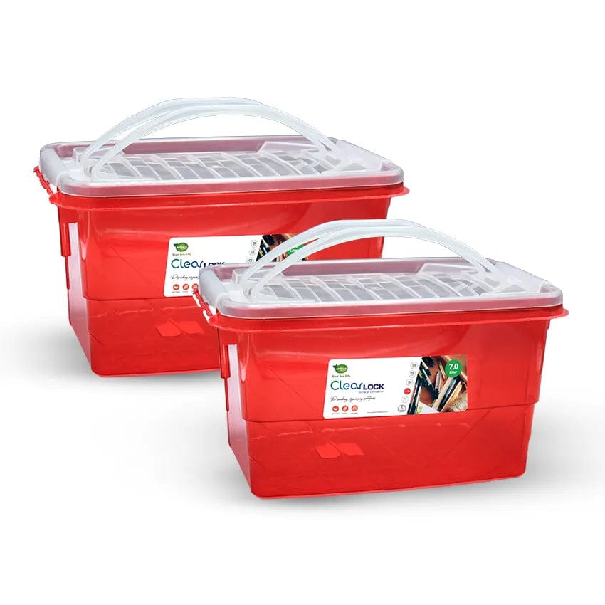 CLEAR LOCK STORAGE BOX MEDIUM - (7LTR) TRANSPARENT | Best Quality Storage Box ( Random Color )