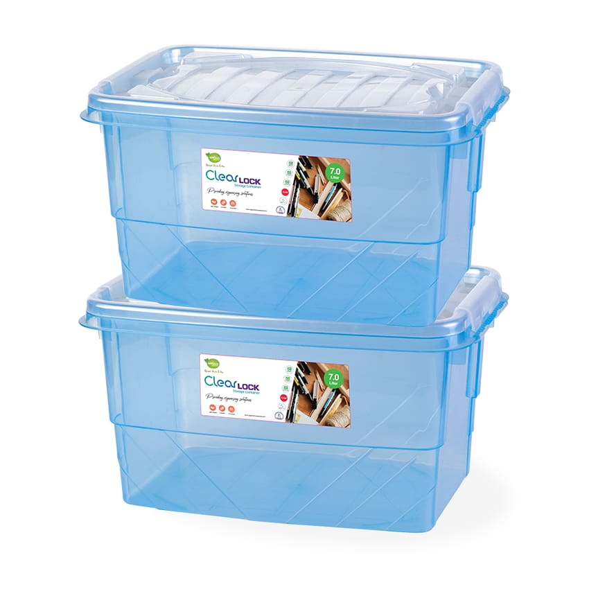 CLEAR LOCK STORAGE BOX MEDIUM - (7LTR) TRANSPARENT | Best Quality Storage Box ( Random Color )