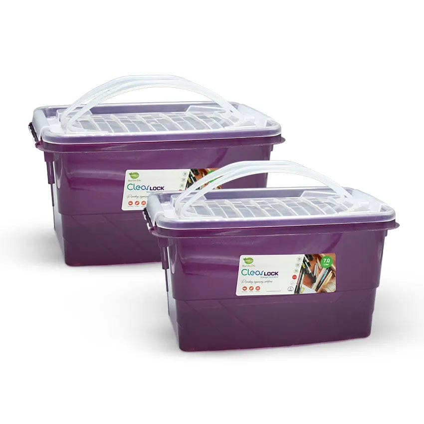 CLEAR LOCK STORAGE BOX MEDIUM - (7LTR) TRANSPARENT | Best Quality Storage Box ( Random Color )