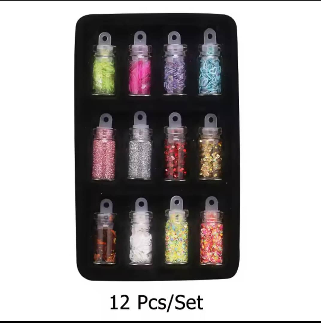 DIY Starry Nail Art Kit, Nail Decals, Glitter Jar Art kit Features a Selection of Starry Nail Stickers, Multi-pattern Women Beauty Accessories Kit, Manicure Long-lasting(Multi Color)