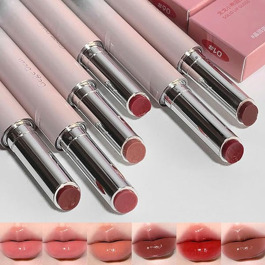 Velvety Texture Lipstick Glossy Lipstick Long Lasting Moisturizing Tinted Lip Balm, Plumping Water Lip Glaze Slim Design (random color)