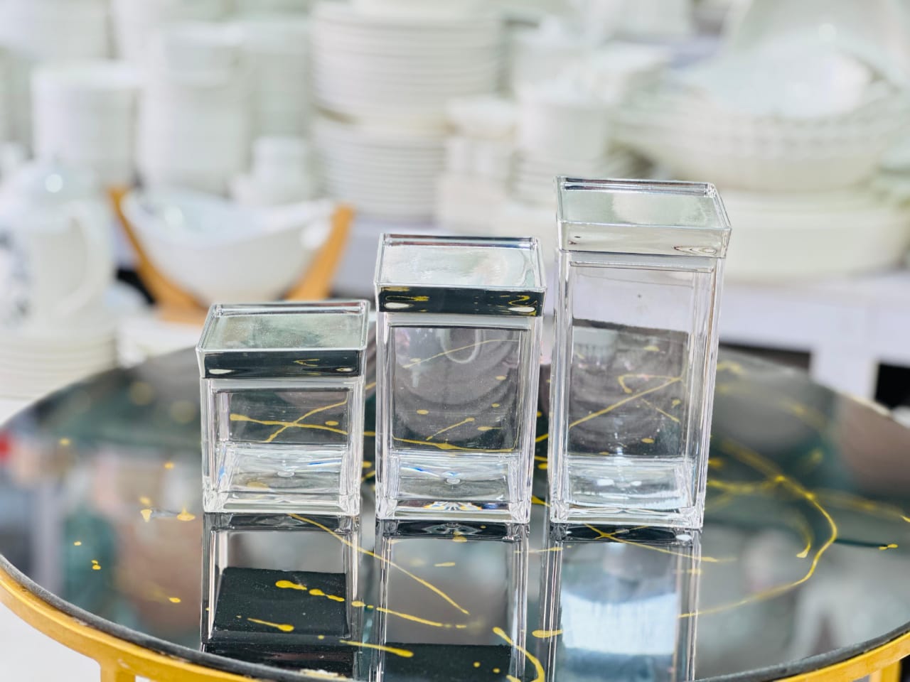 3 Pcs Acrylic Jar | Best Quality Jar Sets | Transparent Jar Set