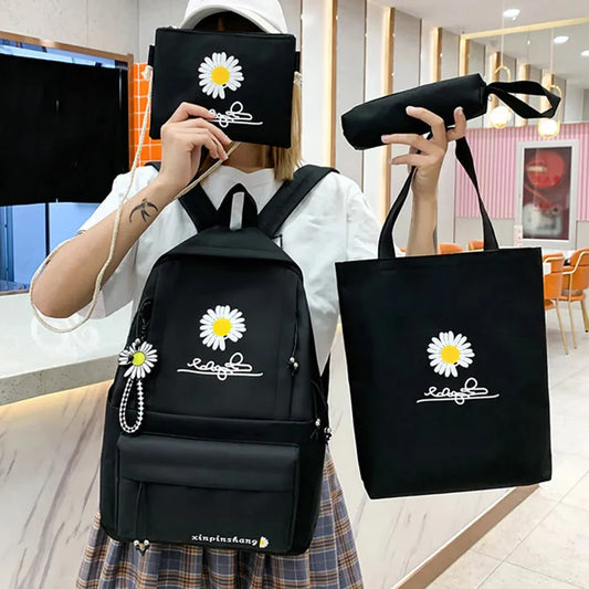 4-Piece School Bag Set Daisy Flower  Backpack Set Stylish &amp; Practical new arrival 2024