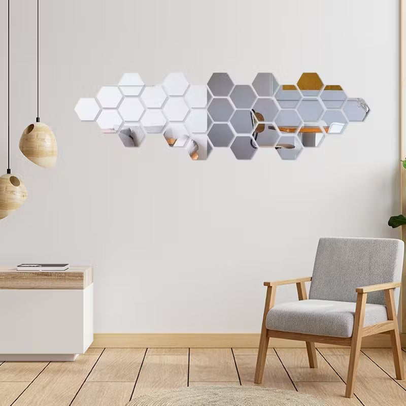 Hexagon shape Acrylic mirror wall stickers