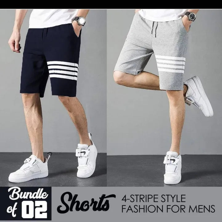 Pack of 2 Lining Stripe Style Fashion short For Mens (Black &amp; Grey)