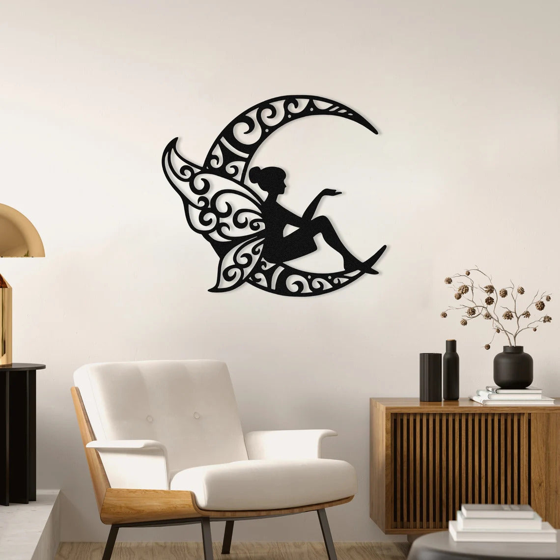 Fairy Moon Wooden Wall Art, Elf Moon Decoration