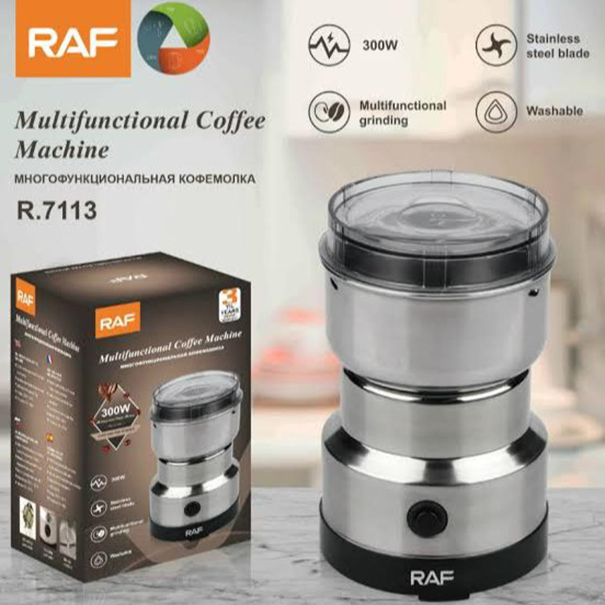 RAF Multi Purpose Electric Coffee Grinder Automatic Coffee Spice Bean Grinder Stainless Steel